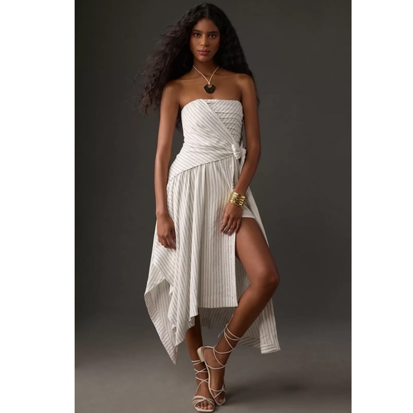 New Anthropologie Strappy Midi Dress $138 XXS 00 Black & White Cover-Up